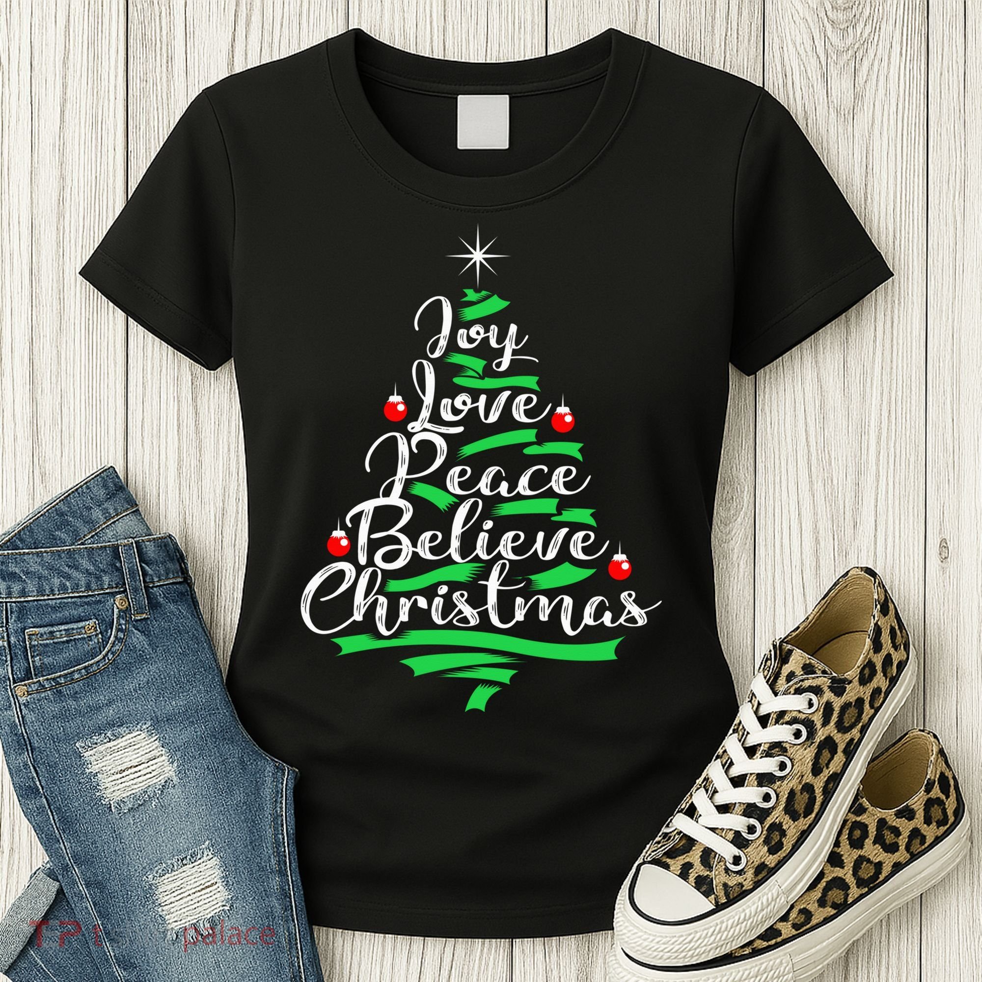 Joy Love Peace Believe Christmas Shirt Women's T-Shirt