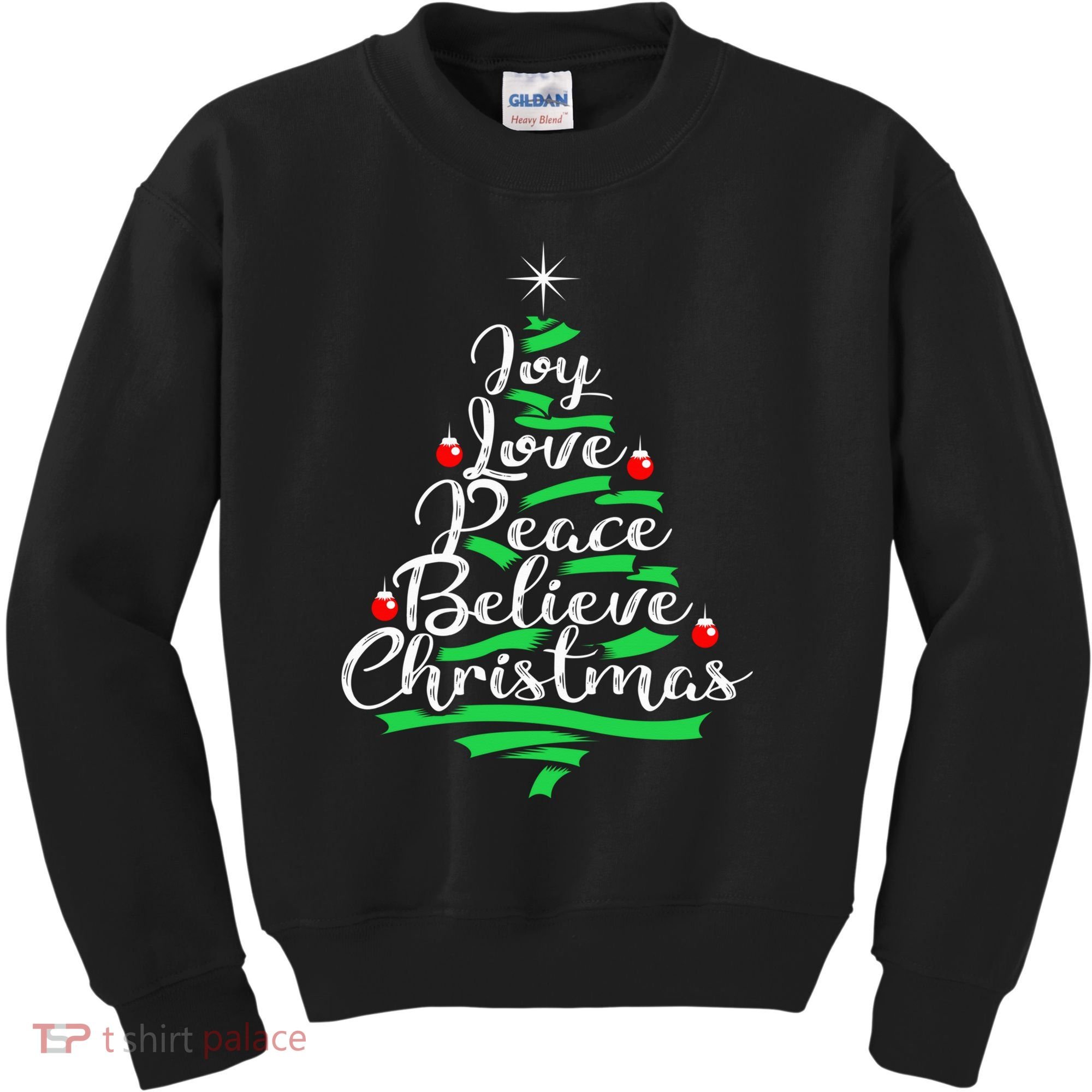 Joy Love Peace Believe Christmas Shirt Kids Sweatshirt