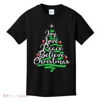 Joy Love Peace Believe Christmas Shirt Kids T-Shirt thumb 0