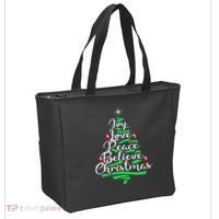Joy Love Peace Believe Christmas Shirt Tote Bag thumb 2