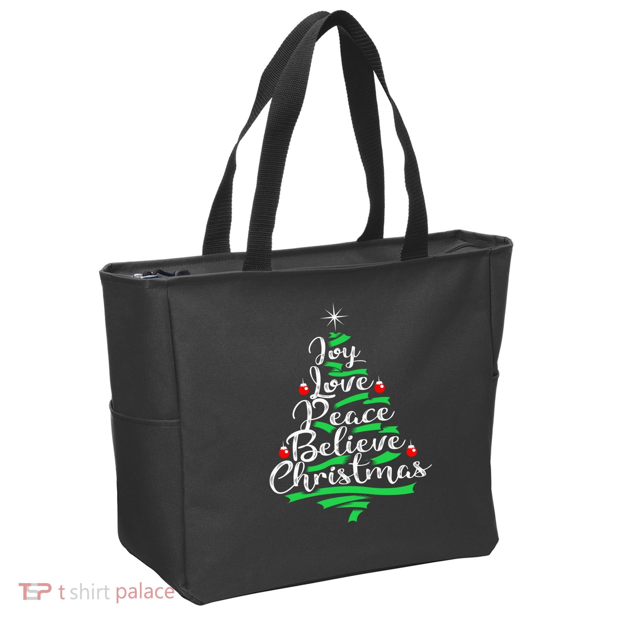 Joy Love Peace Believe Christmas Shirt Tote Bag