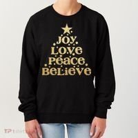 Joy Love Peace Believe Christmas Tree Women's Sweatshirt thumb 0