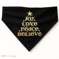 Joy Love Peace Believe Christmas Tree USA-Made Doggie Bandana thumb 0