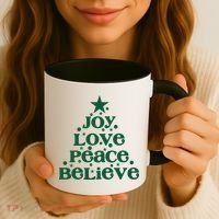 Joy Love Peace Believe Christmas Tree Coffee Mug thumb 3