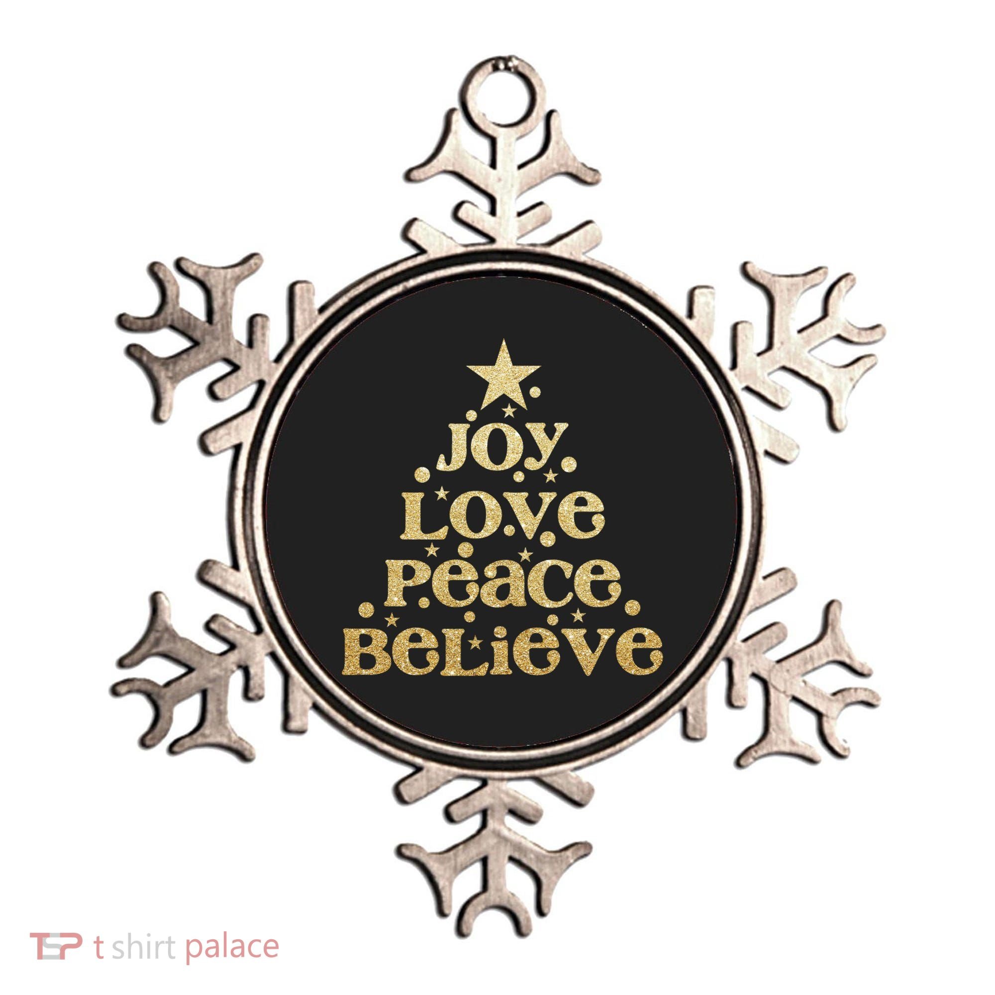 Joy Love Peace Believe Christmas Tree Ornament
