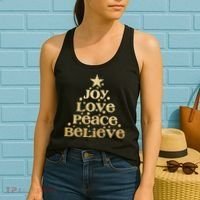 Joy Love Peace Believe Christmas Tree Women's Tank Top thumb 2
