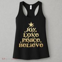 Joy Love Peace Believe Christmas Tree Women's Tank Top thumb 3