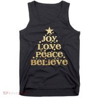 Joy Love Peace Believe Christmas Tree Tank Top thumb 0