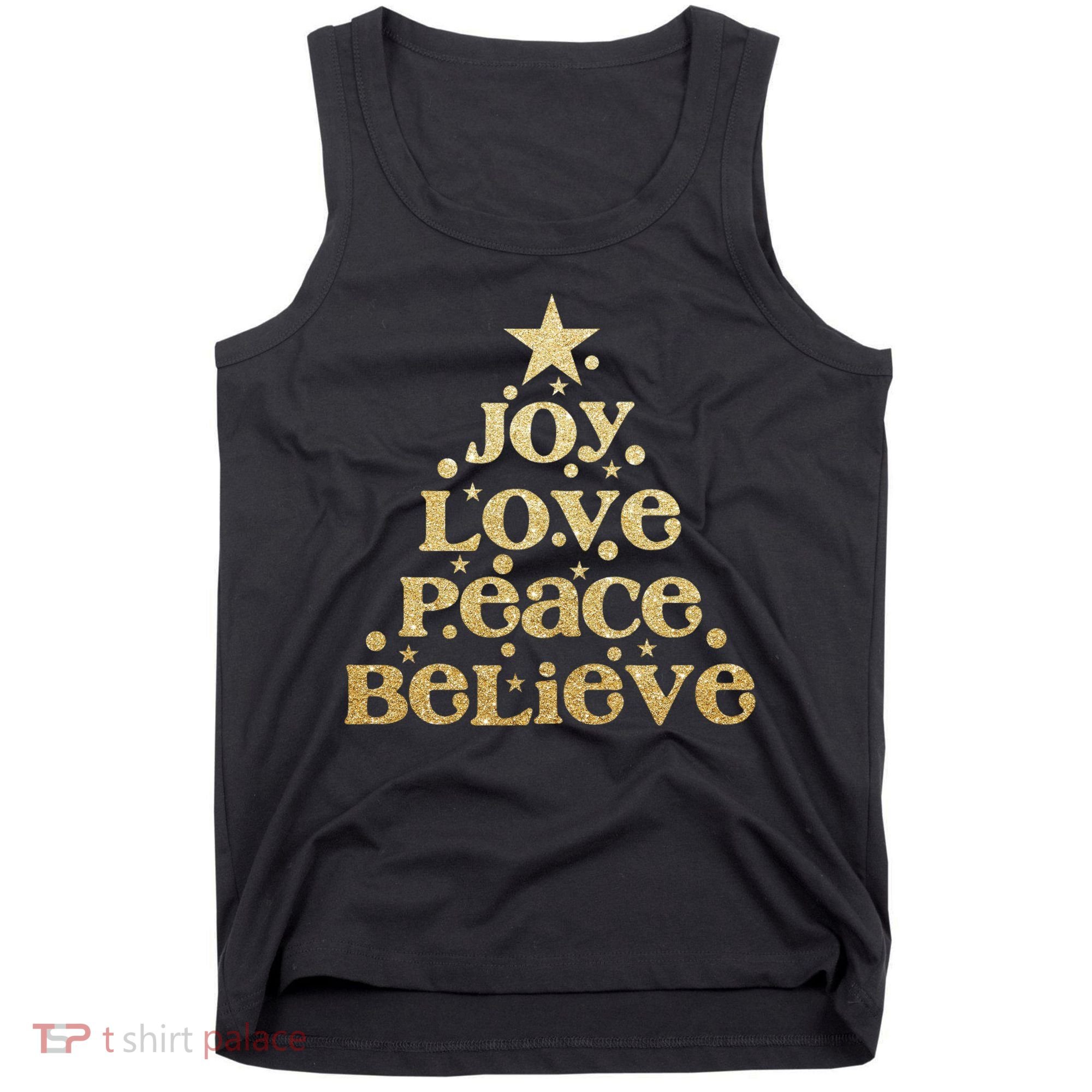 Joy Love Peace Believe Christmas Tree Tank Top