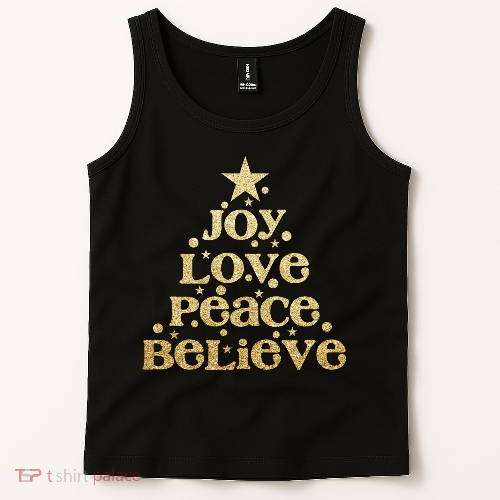 Joy Love Peace Believe Christmas Tree Tank Top