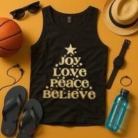 Joy Love Peace Believe Christmas Tree Tank Top thumb 4
