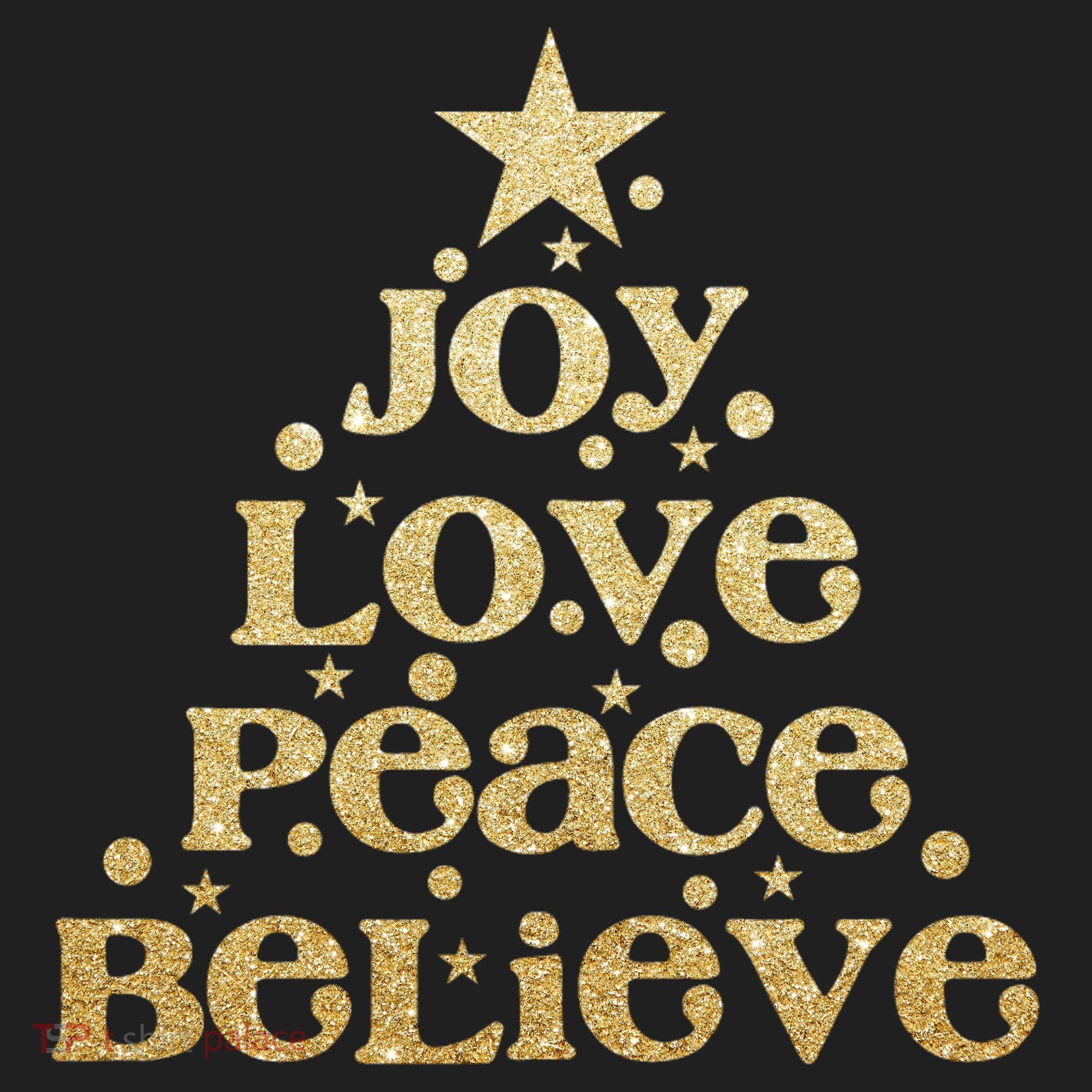 Joy Love Peace Believe Christmas Tree Golf Towel