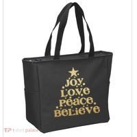 Joy Love Peace Believe Christmas Tree Tote Bag thumb 2