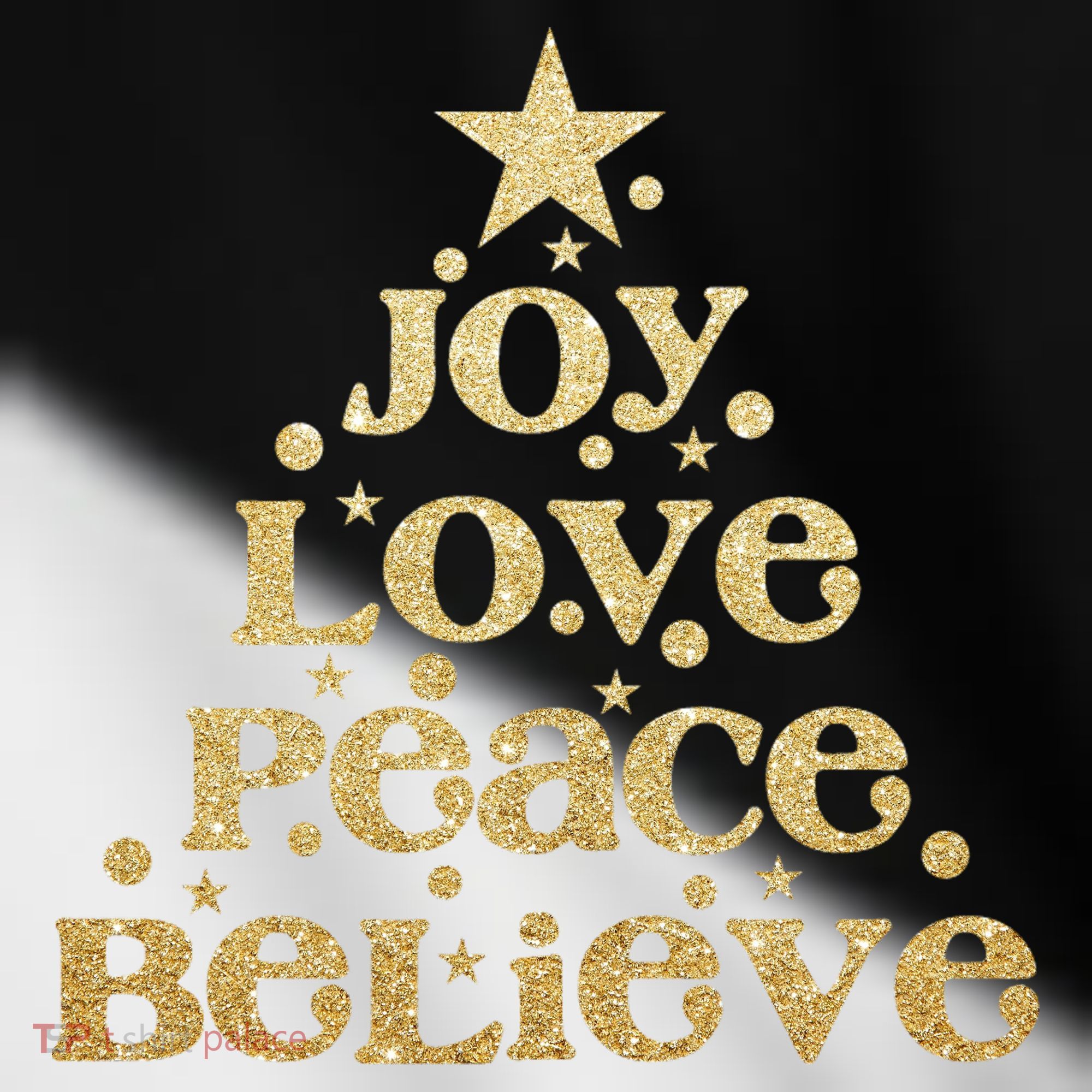 Joy Love Peace Believe Christmas Tree Toddler Fine Jersey T-Shirt