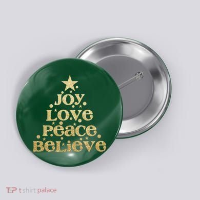 Joy Love Peace Believe Christmas Tree Button