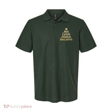 Joy Love Peace Believe Christmas Tree Polo