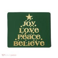 Joy Love Peace Believe Christmas Tree Mousepad thumb 0