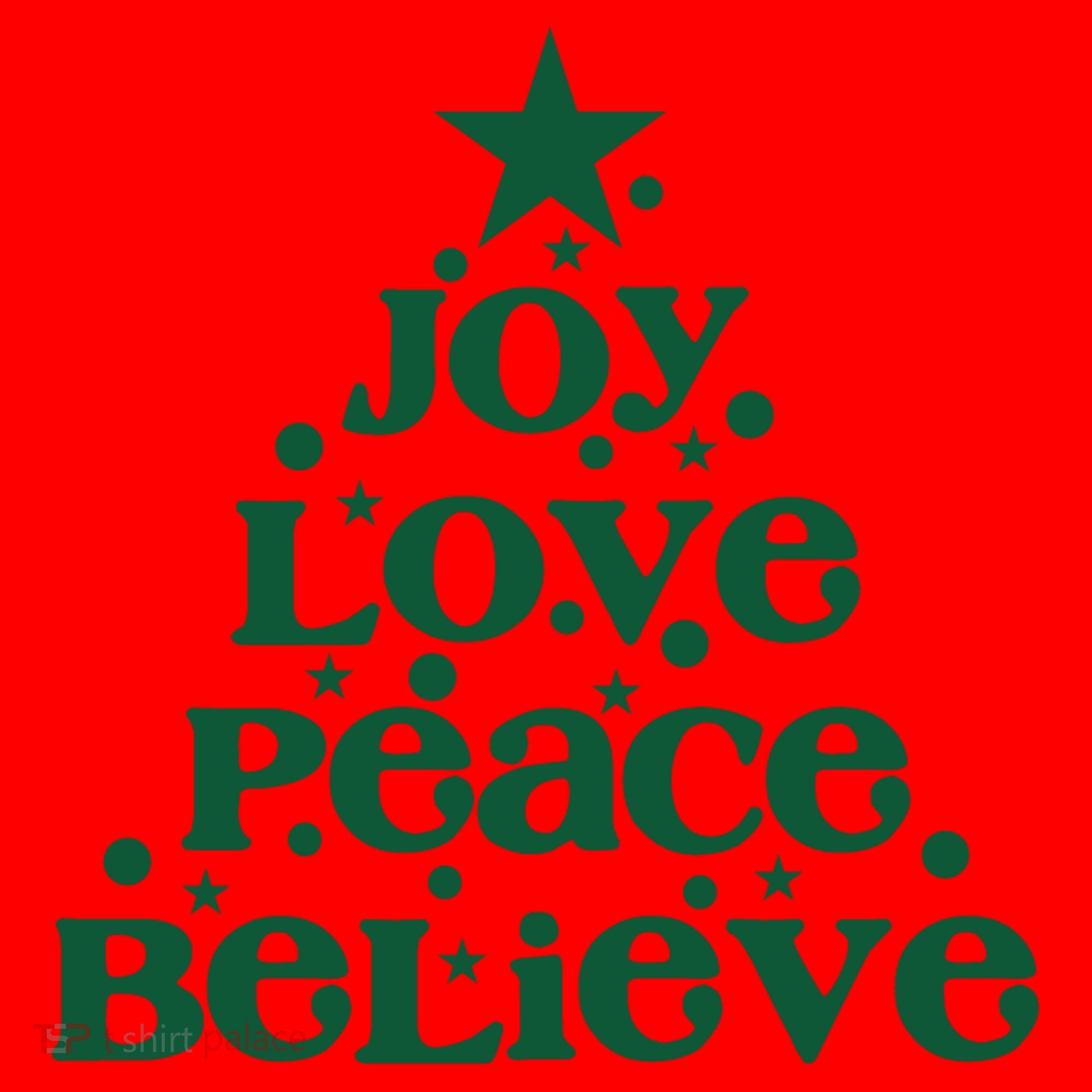 Joy Love Peace Believe Christmas Tree Santa Hat