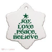 Joy Love Peace Believe Christmas Tree Ceramic Ornament thumb 0