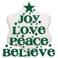 Joy Love Peace Believe Christmas Tree Ceramic Ornament thumb 2