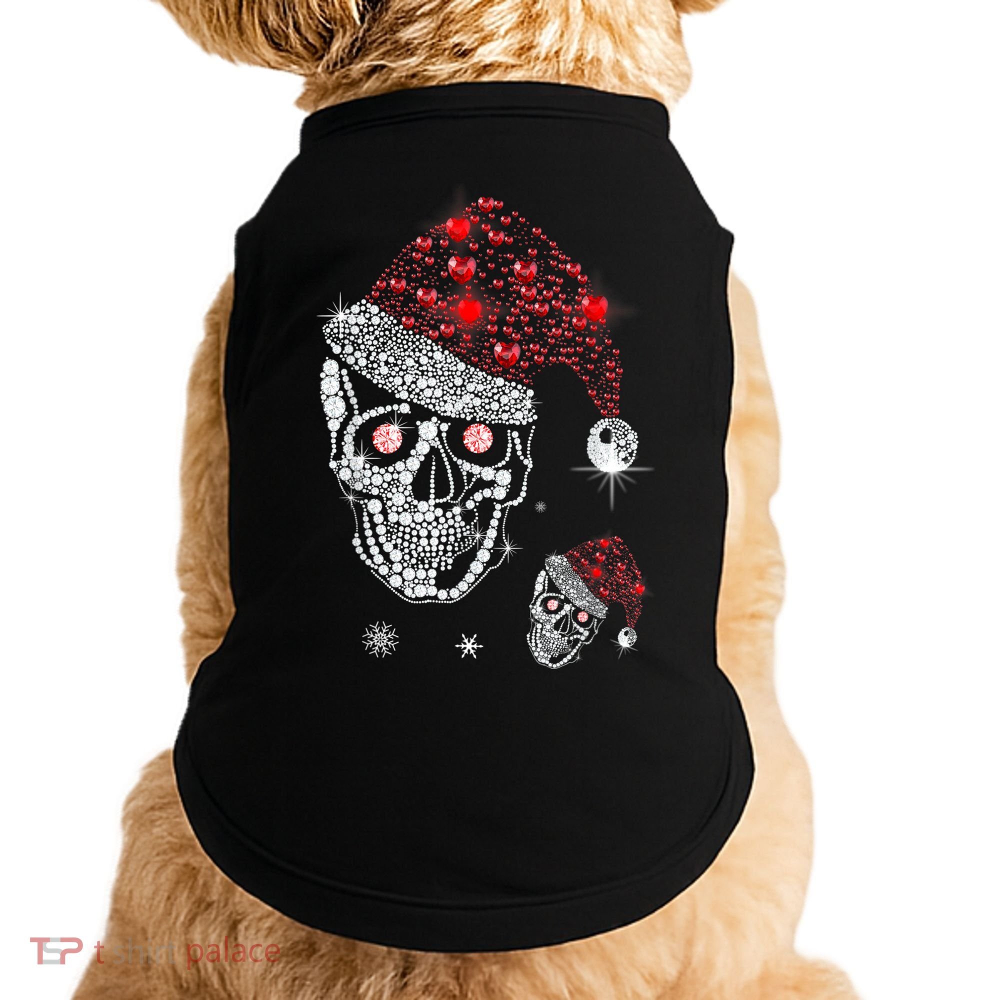 Just Love Skulls Xmas Skull Christmas Wear Santa Hat Doggie Tank
