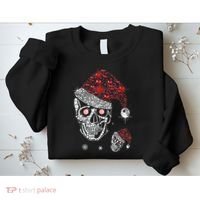 Just Love Skulls Xmas Skull Christmas Wear Santa Hat Sweatshirt thumb 2