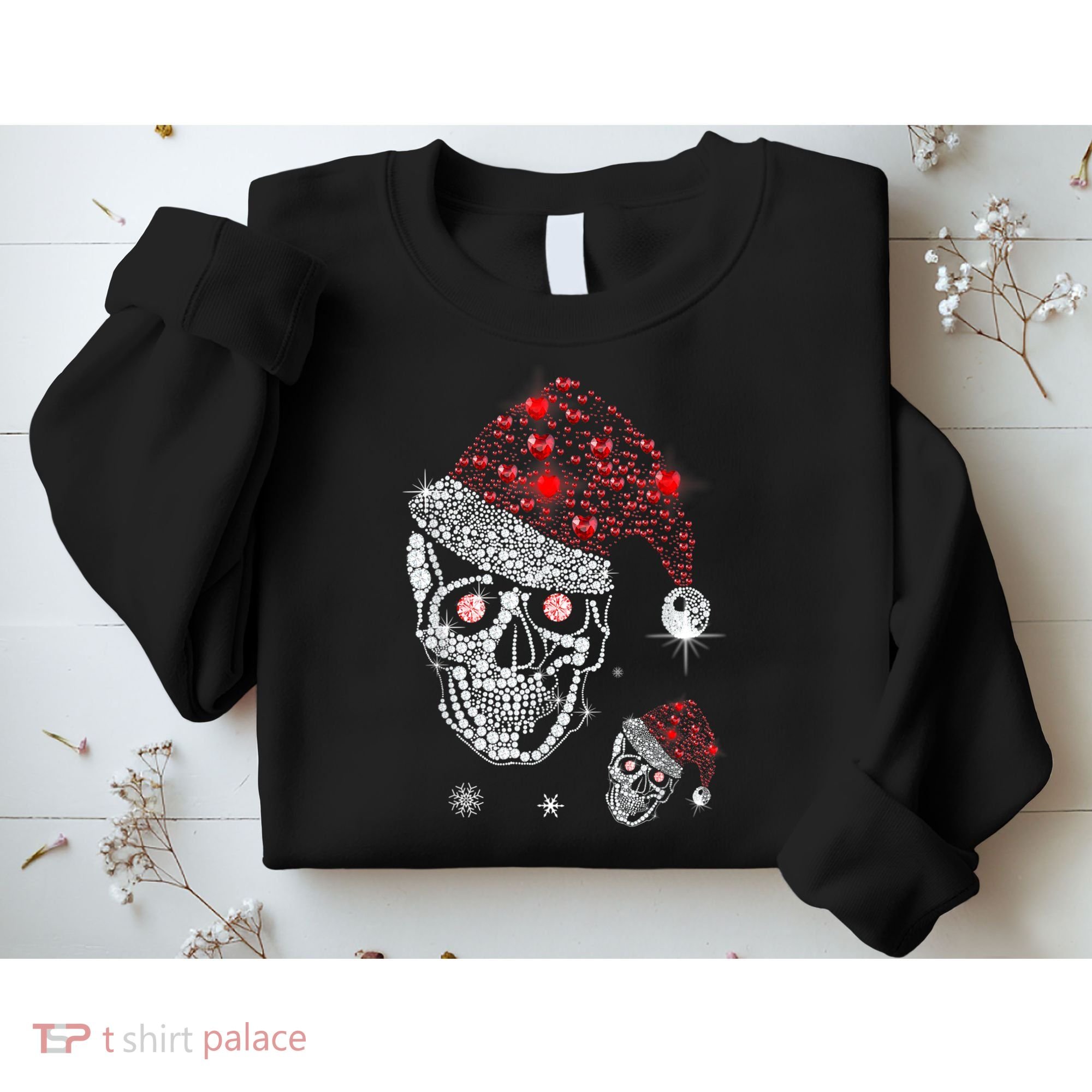Just Love Skulls Xmas Skull Christmas Wear Santa Hat Sweatshirt