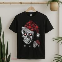 Just Love Skulls Xmas Skull Christmas Wear Santa Hat T-Shirt thumb 2
