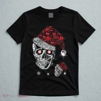 Just Love Skulls Xmas Skull Christmas Wear Santa Hat T-Shirt thumb 5