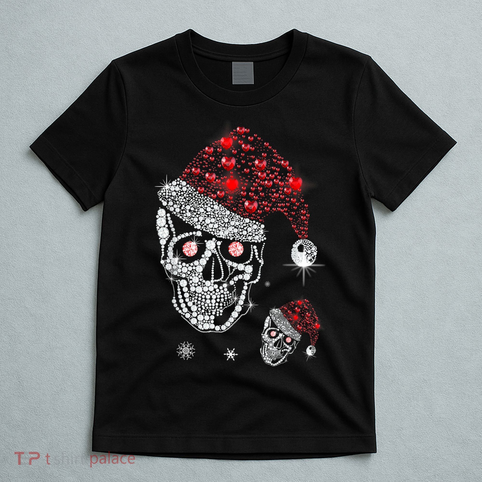 Just Love Skulls Xmas Skull Christmas Wear Santa Hat T-Shirt