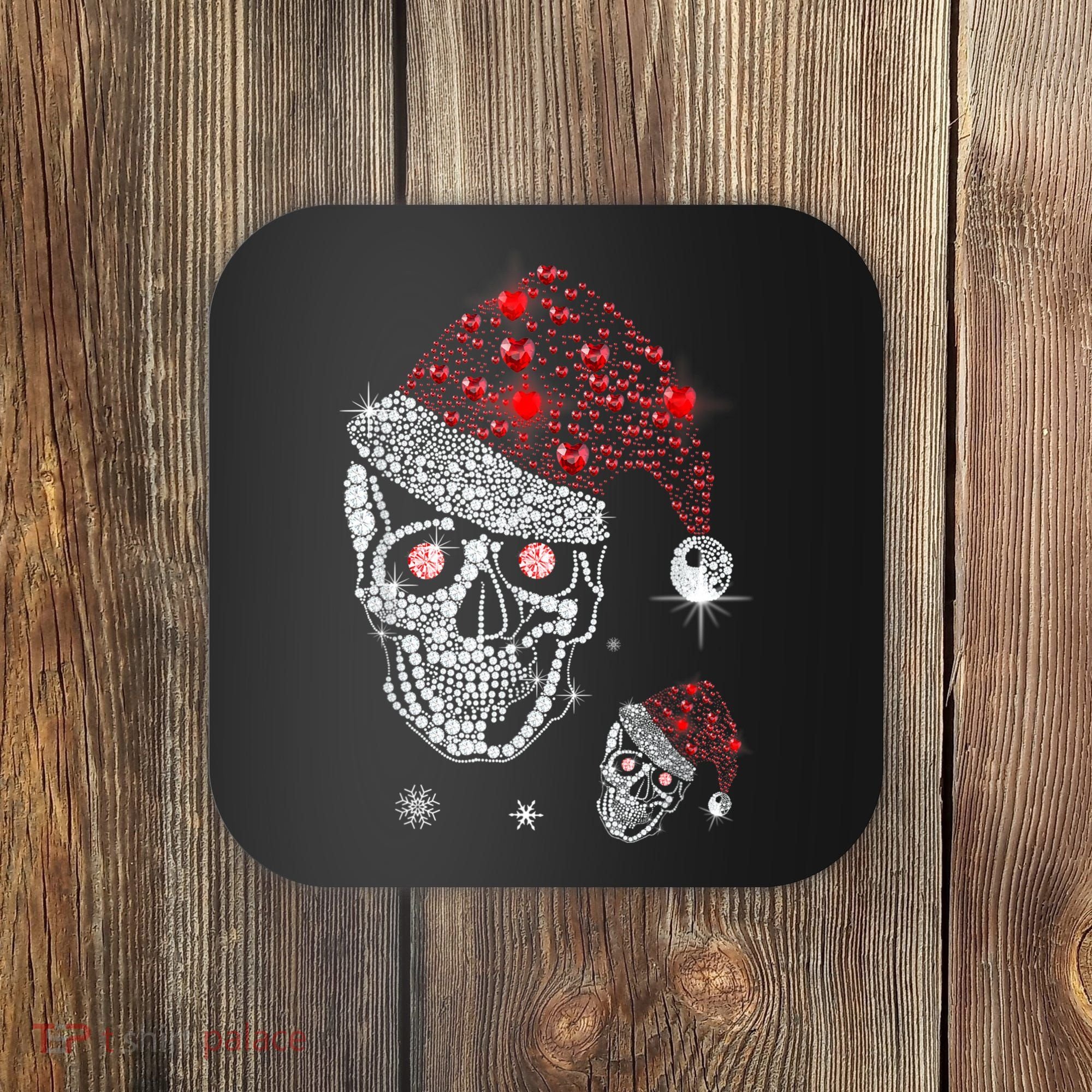 Just Love Skulls Xmas Skull Christmas Wear Santa Hat Coaster