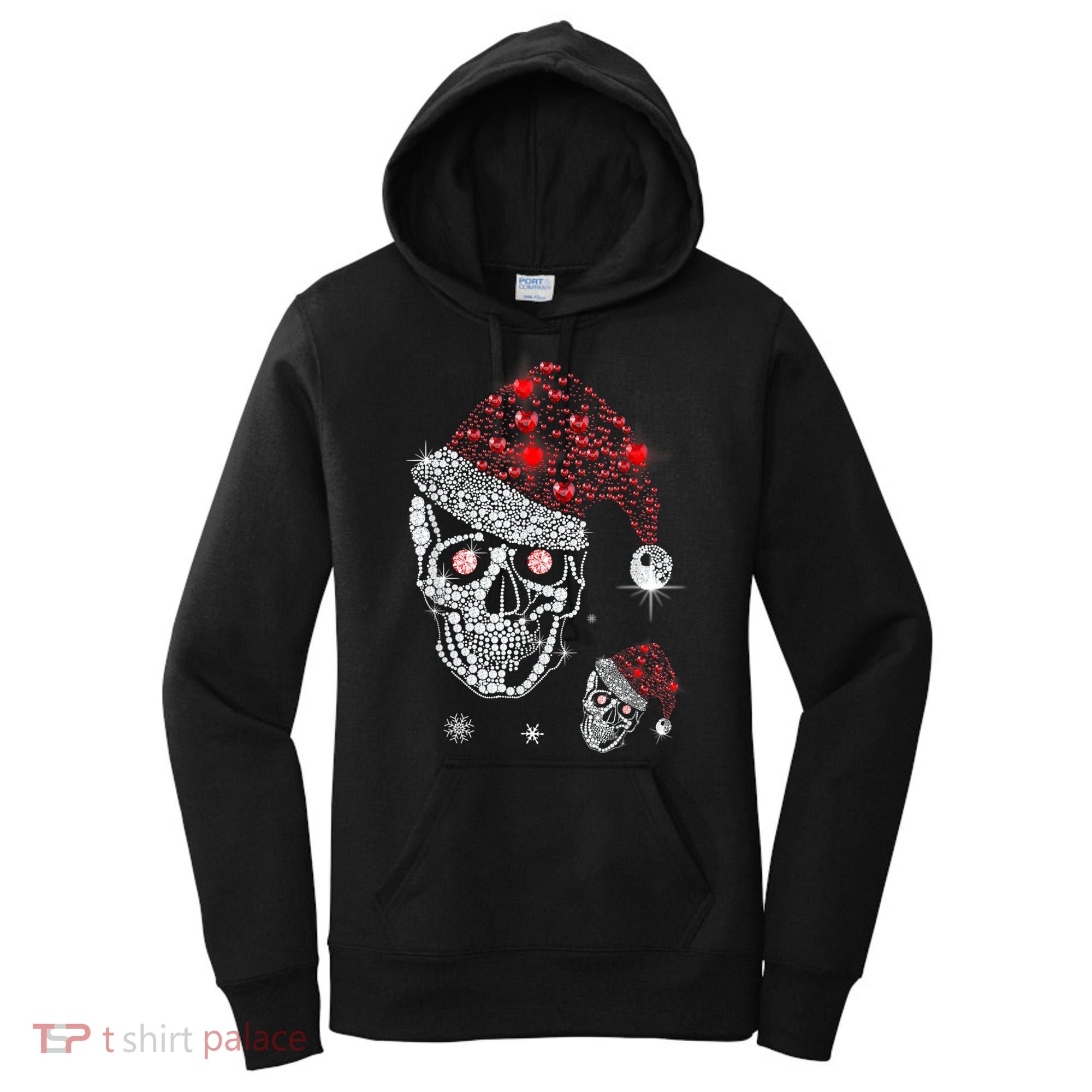 Just Love Skulls Xmas Skull Christmas Wear Santa Hat Women's Hoodie