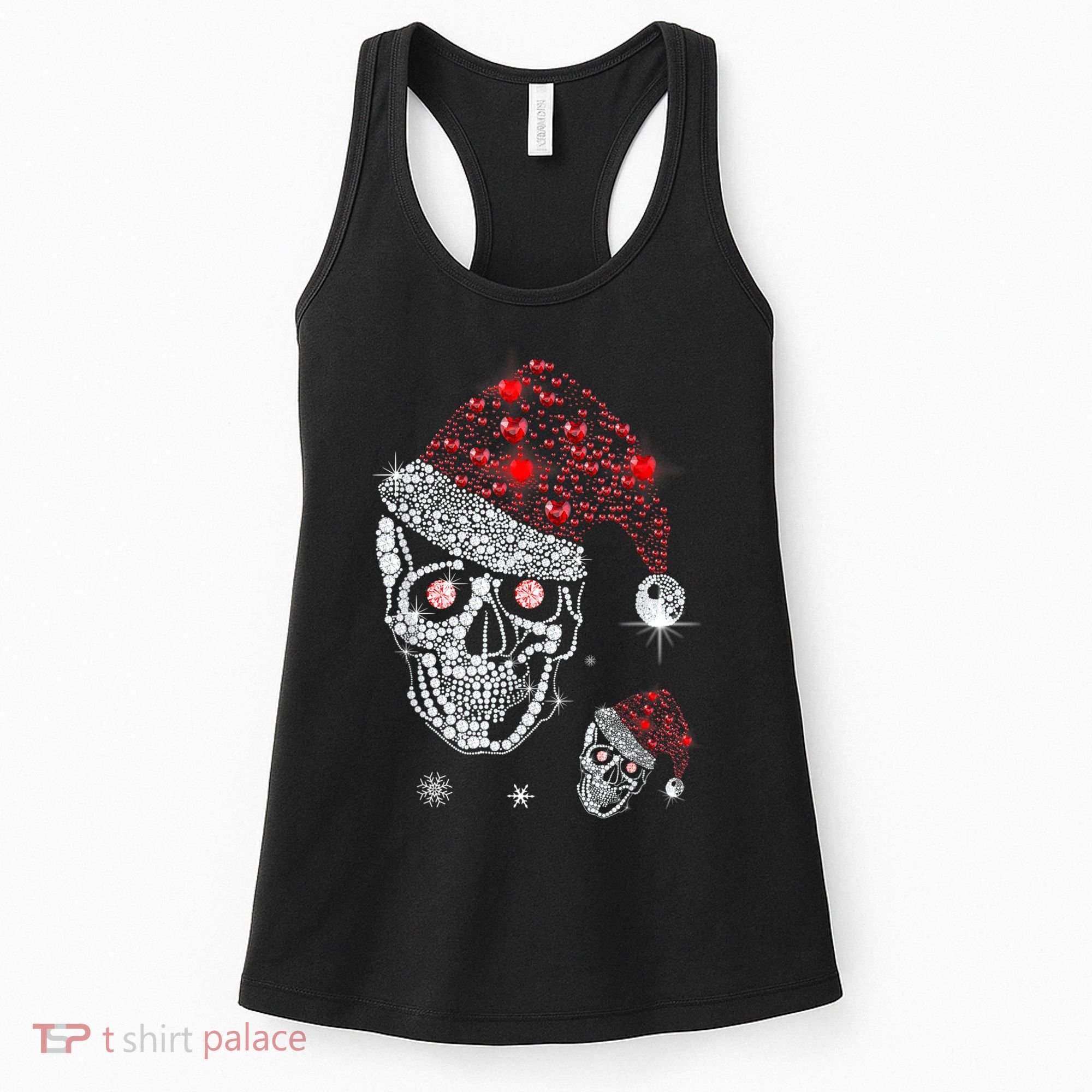 Just Love Skulls Xmas Skull Christmas Wear Santa Hat Women's Tank Top