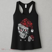 Just Love Skulls Xmas Skull Christmas Wear Santa Hat Women's Tank Top thumb 3