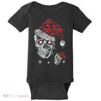 Just Love Skulls Xmas Skull Christmas Wear Santa Hat Baby Bodysuit thumb 0