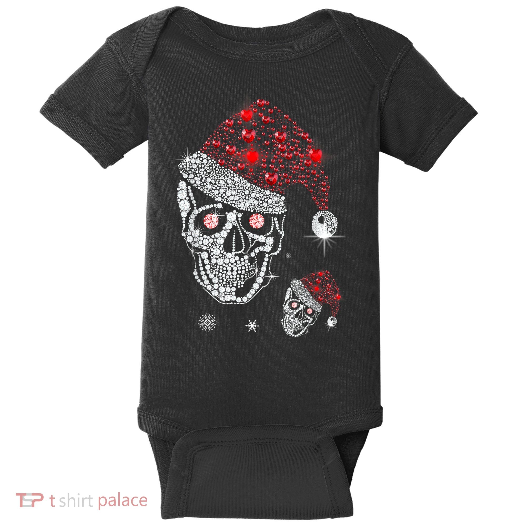 Just Love Skulls Xmas Skull Christmas Wear Santa Hat Baby Bodysuit