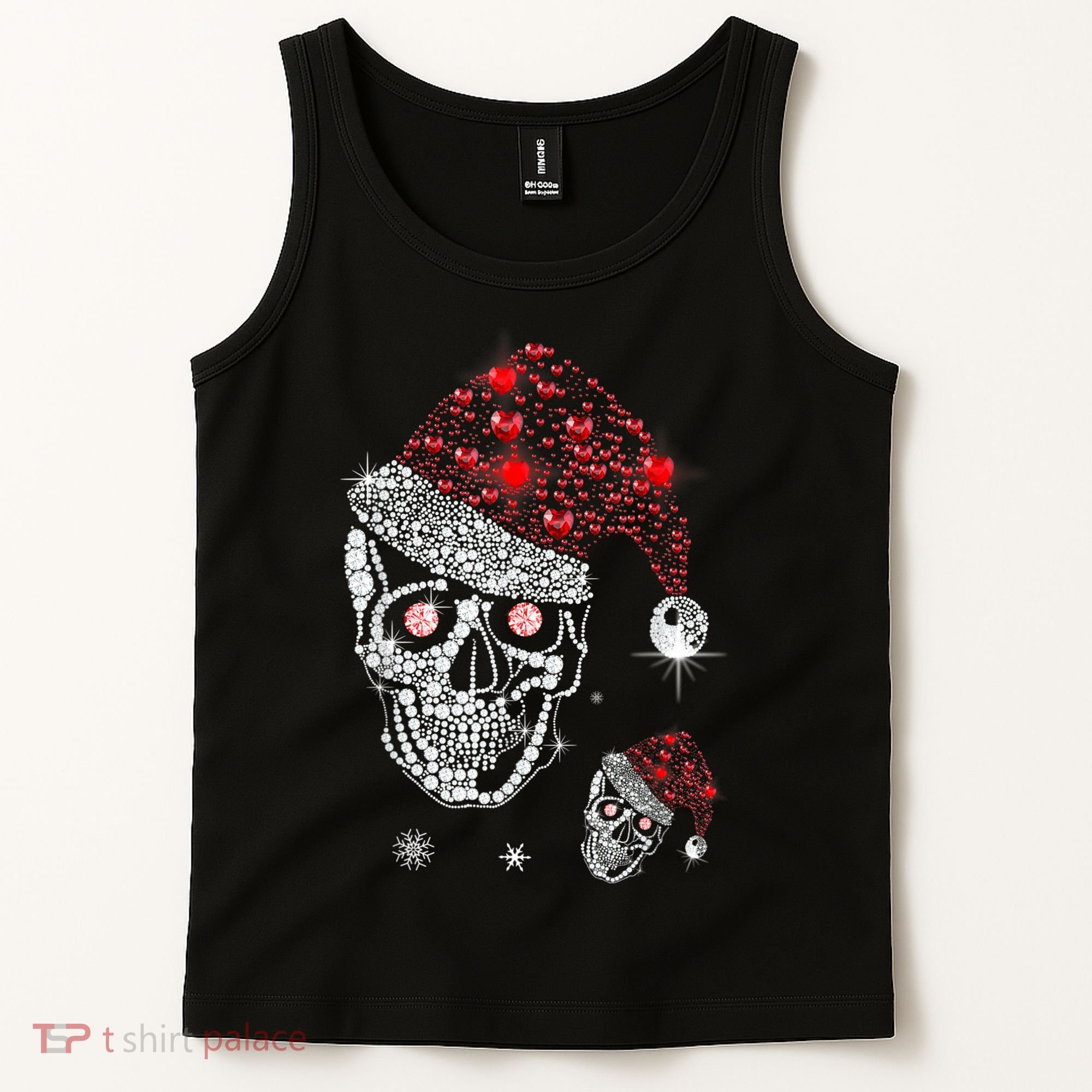 Just Love Skulls Xmas Skull Christmas Wear Santa Hat Tank Top