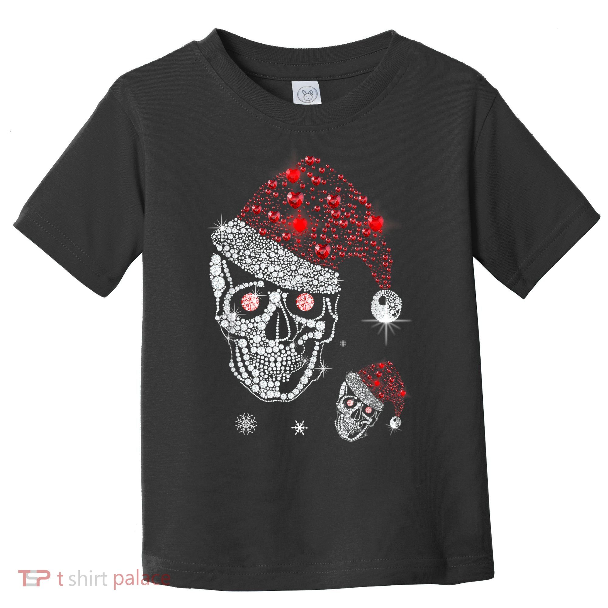 Just Love Skulls Xmas Skull Christmas Wear Santa Hat Toddler T-Shirt