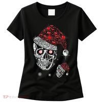 Just Love Skulls Xmas Skull Christmas Wear Santa Hat Women's T-Shirt thumb 0
