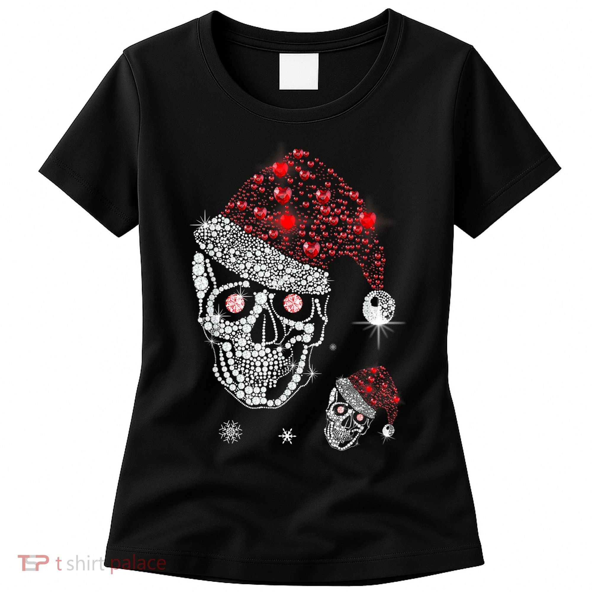 Just Love Skulls Xmas Skull Christmas Wear Santa Hat Women's T-Shirt