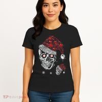 Just Love Skulls Xmas Skull Christmas Wear Santa Hat Women's T-Shirt thumb 4