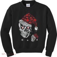 Just Love Skulls Xmas Skull Christmas Wear Santa Hat Kids Sweatshirt thumb 0