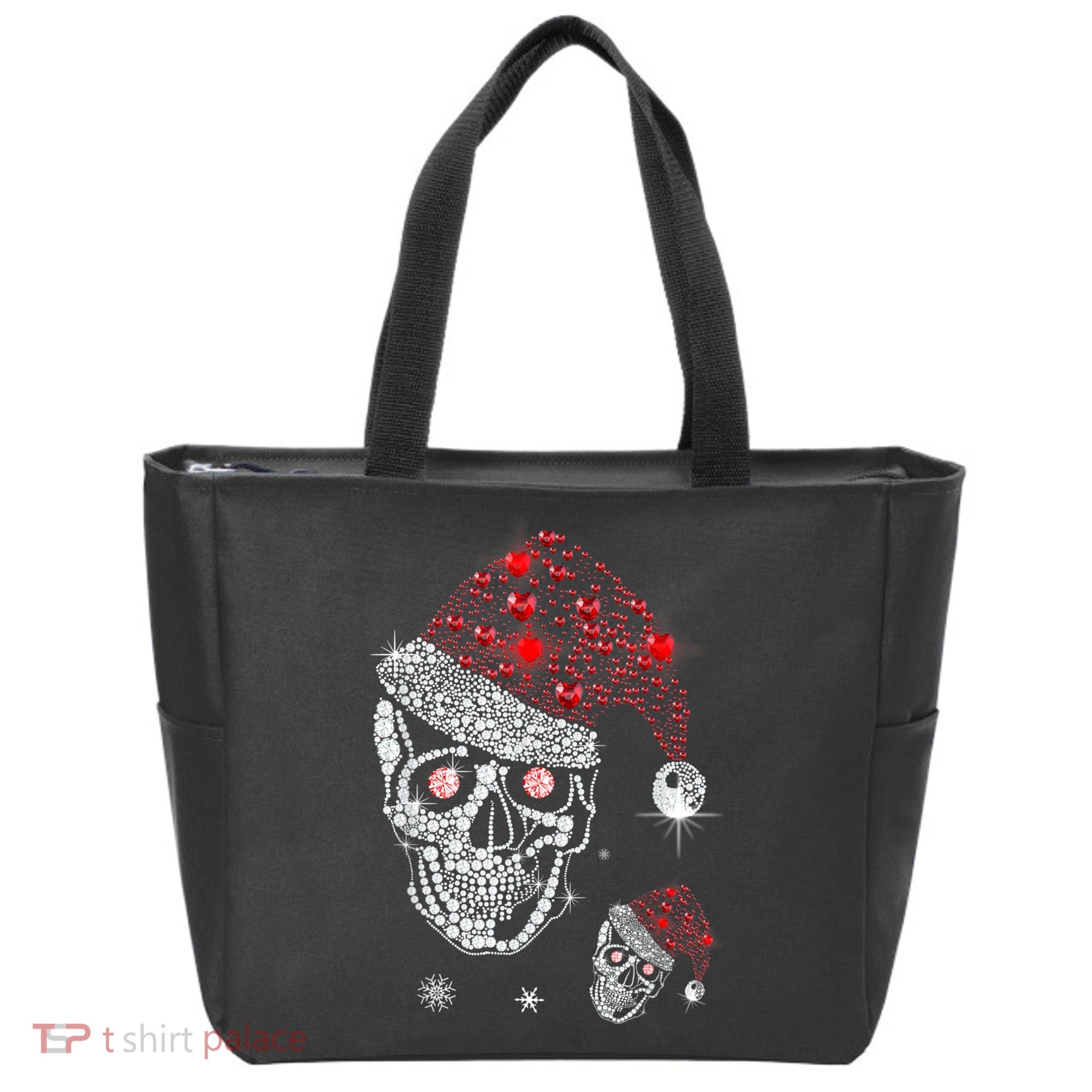 Just Love Skulls Xmas Skull Christmas Wear Santa Hat Tote Bag