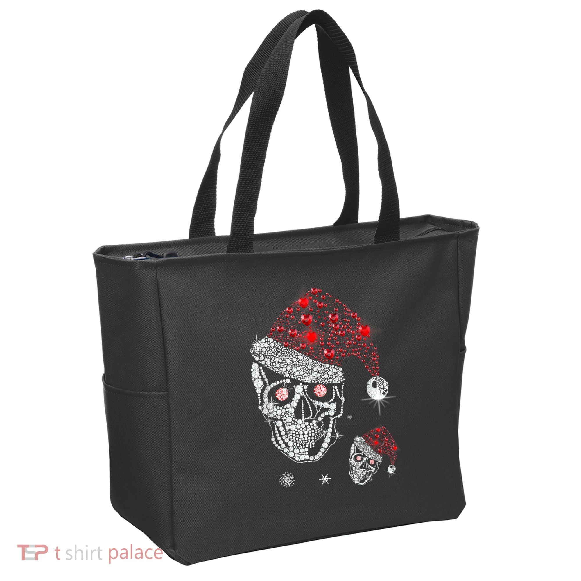 Just Love Skulls Xmas Skull Christmas Wear Santa Hat Tote Bag