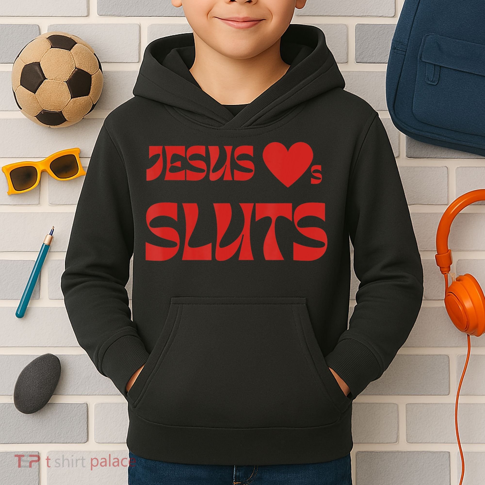 Jesus Loves Sluts Kids Hoodie