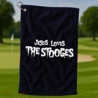 Jesus Loves The Stooges Golf Towel thumb 1