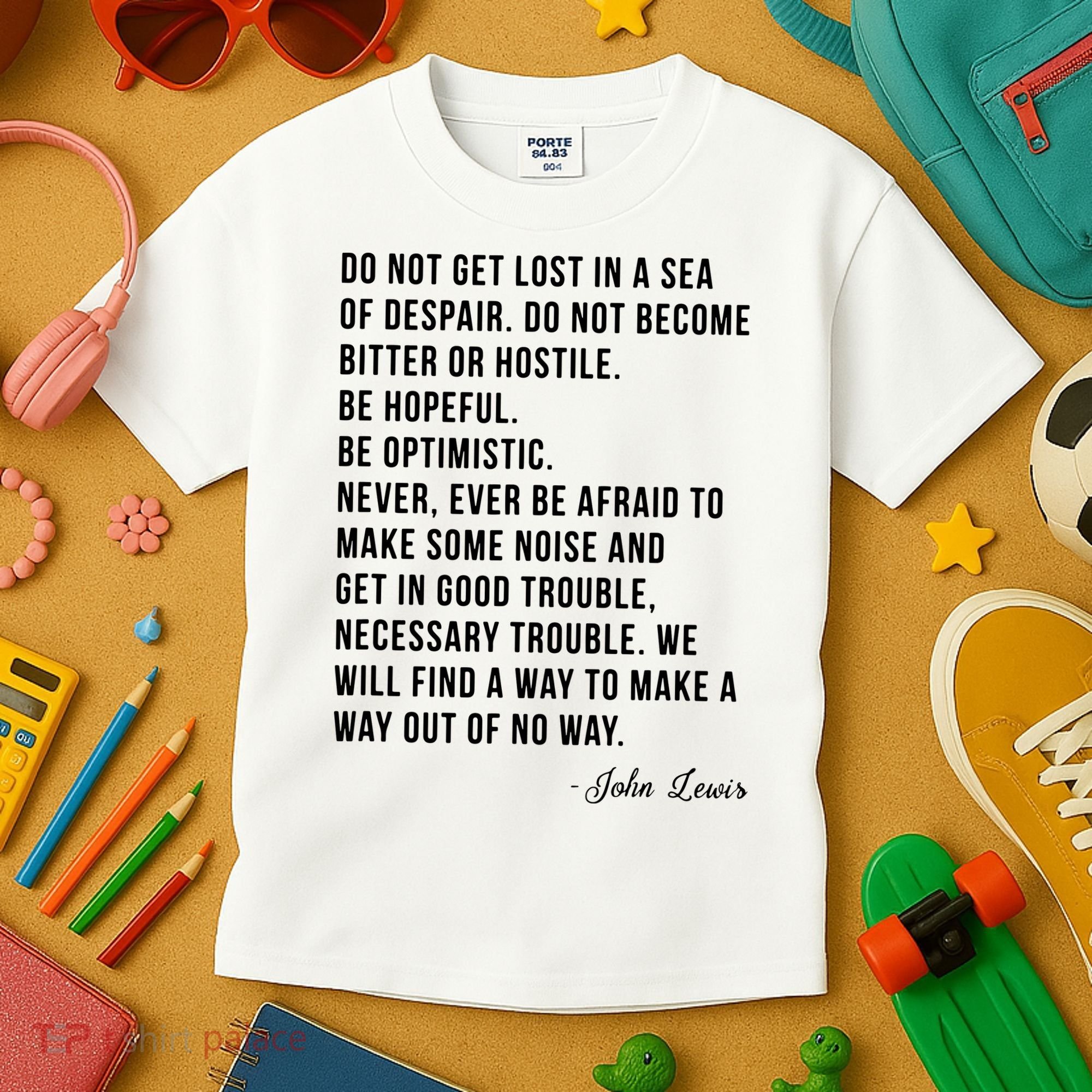 John Lewis Tee Get In Good Necessary Trouble Social Justice Kids T-Shirt