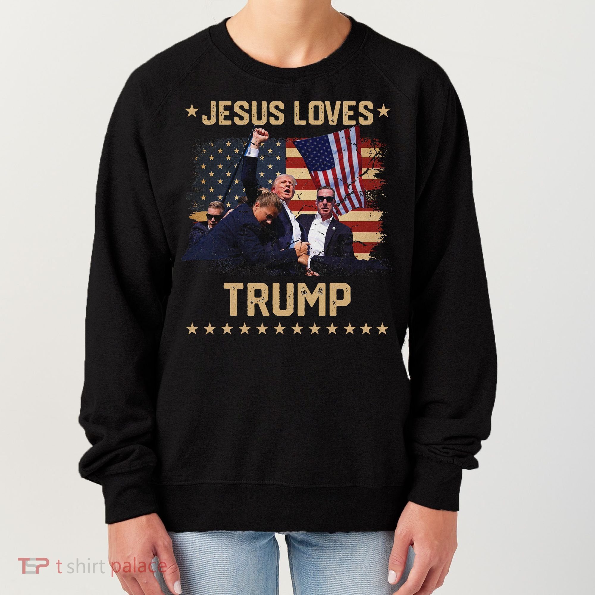 Jesus Loves Trump 2024 Strong Support Women's Sweatshirt