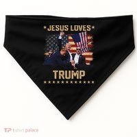 Jesus Loves Trump 2024 Strong Support USA-Made Doggie Bandana thumb 0