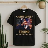 Jesus Loves Trump 2024 Strong Support T-Shirt thumb 2